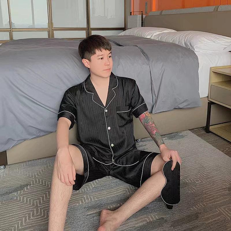 Silk Couple Pajamas - Spring & Autumn Set, Gift Box - ClubOn