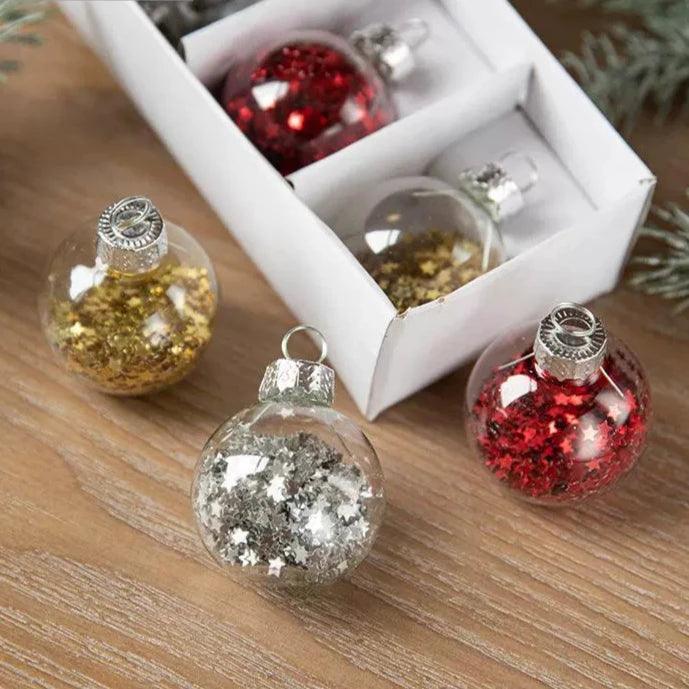 Christmas Transparent Snowflake Sequin Colored Ball Ornament - ClubOn