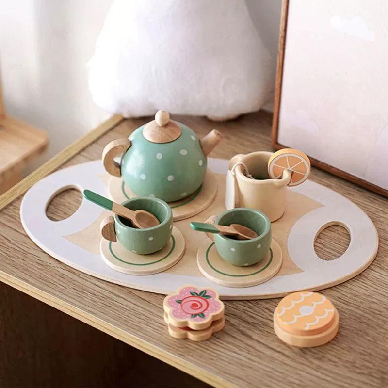 Wooden Afternoon Tea Set Toy – Pretend Play Food for Kids - ClubOn