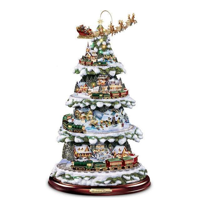 Christmas Tree Rotating Train Sculpture Decoration Stand - ClubOn