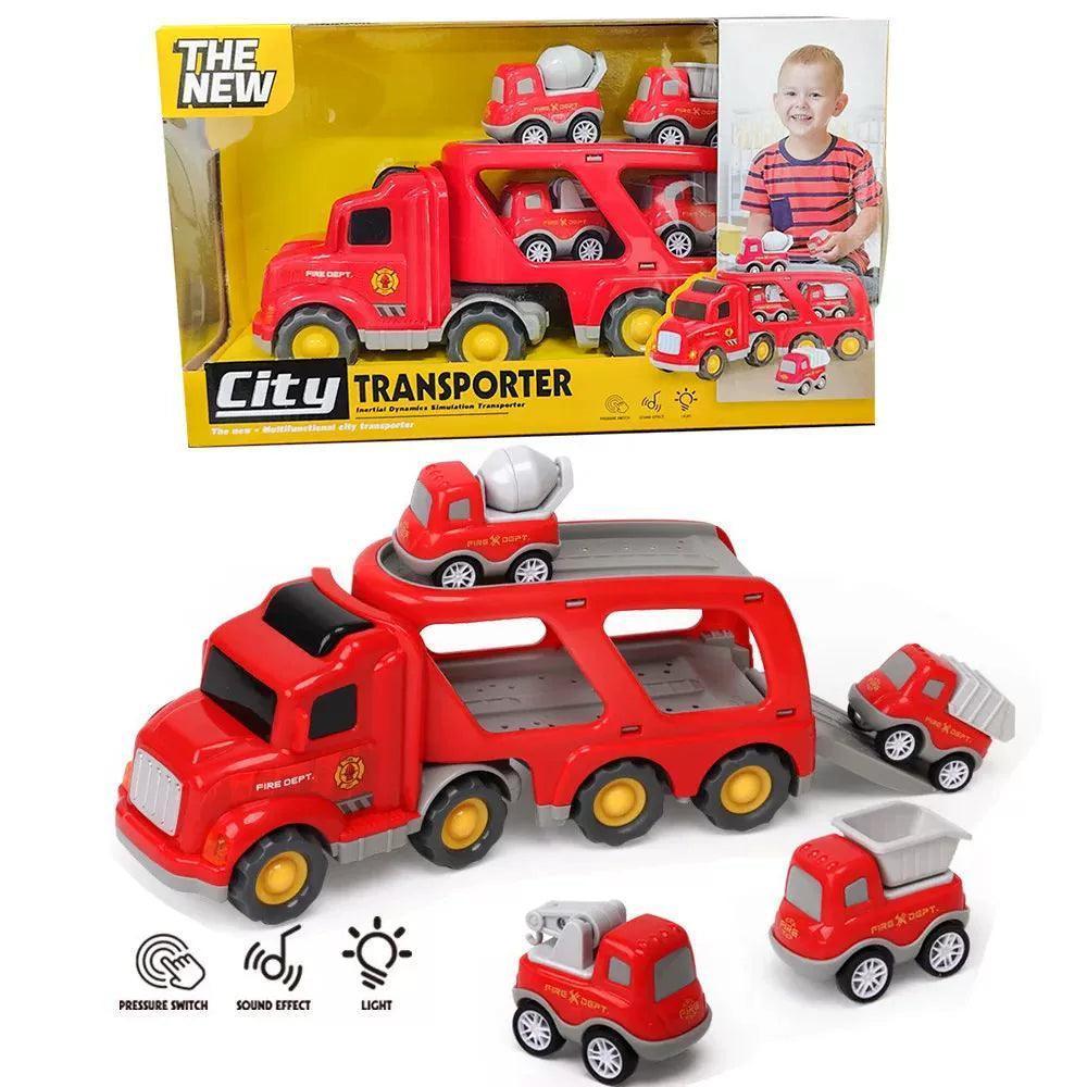 Die-Casting Transport Truck Toy Set – Durable Vehicles for Kids - ClubOn