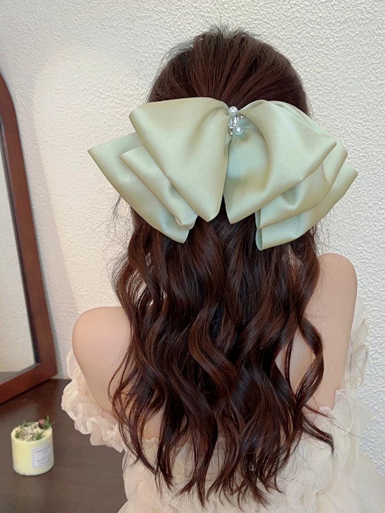 High-End Gentle Blue Pearl Big Bow Hairpin – Elegant Female Hair Accessories - ClubOn