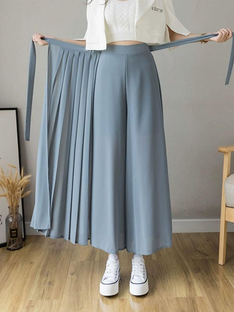 Ice Silk Chiffon Wide-Leg Pants for Women – Summer Style - ClubOn