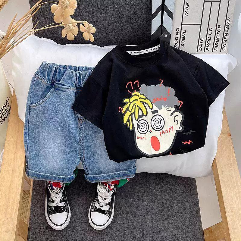 Boys Loose Printed Short-Sleeved Top - Small & Medium Sizes - ClubOn