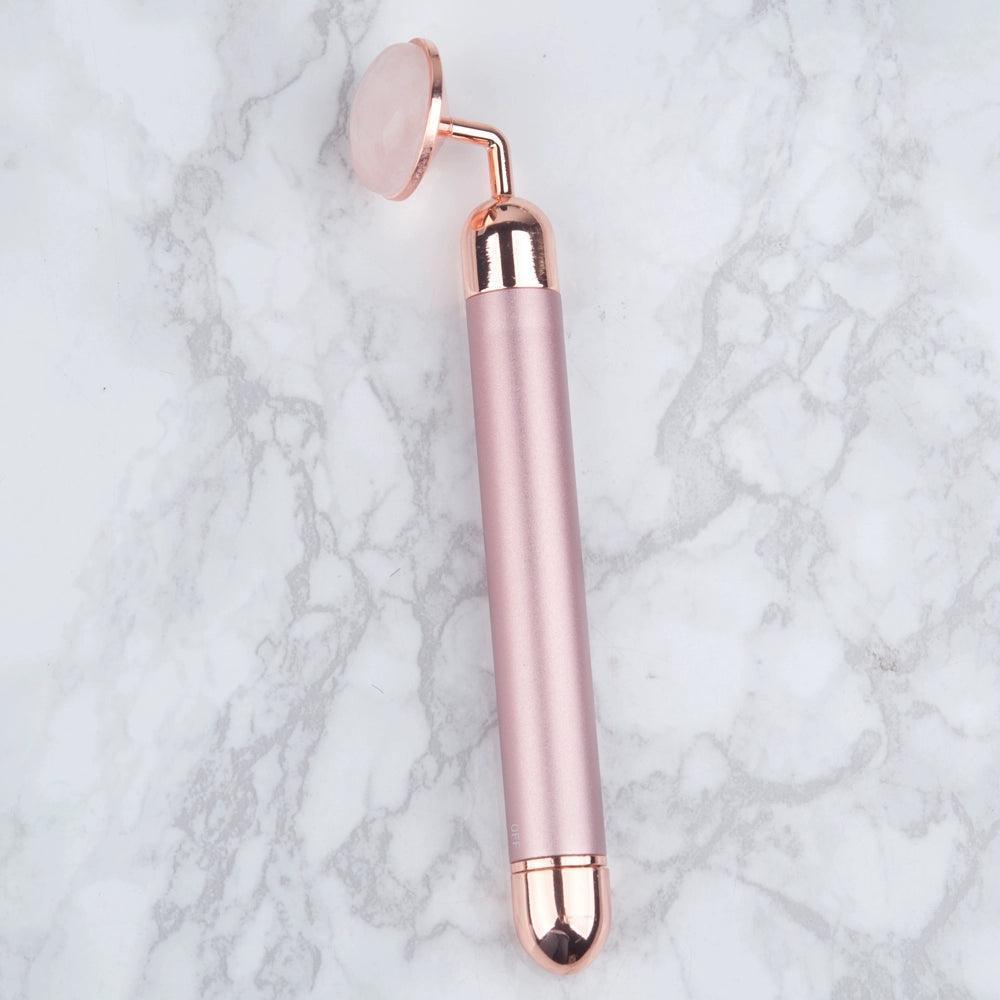Pink Rose Quartz Electric Face Massager Roller – Natural Jade - ClubOn
