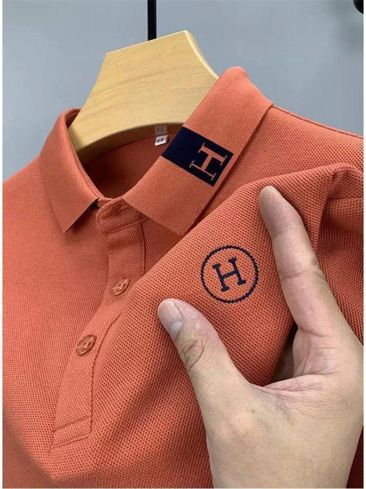 Men's Long-Sleeved T-shirt – Lapel Embroidery Paul, Pure Cotton POLO Shirt, Autumn Trendy Top - ClubOn