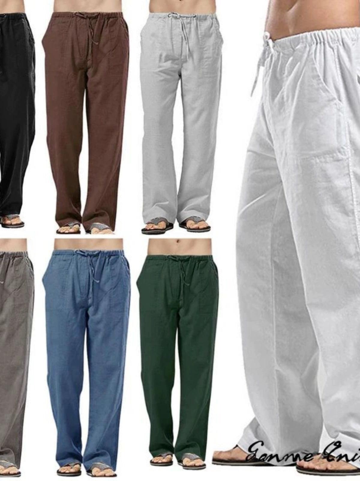 Solid Color Lace-Up Wide Leg Pants for Men – Casual & Trendy - ClubOn