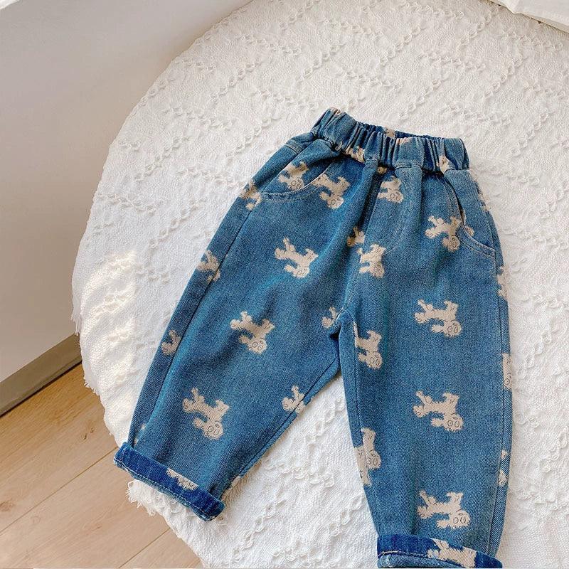 Spring & Autumn Cartoon Print Jeans for Girls & Boys - ClubOn