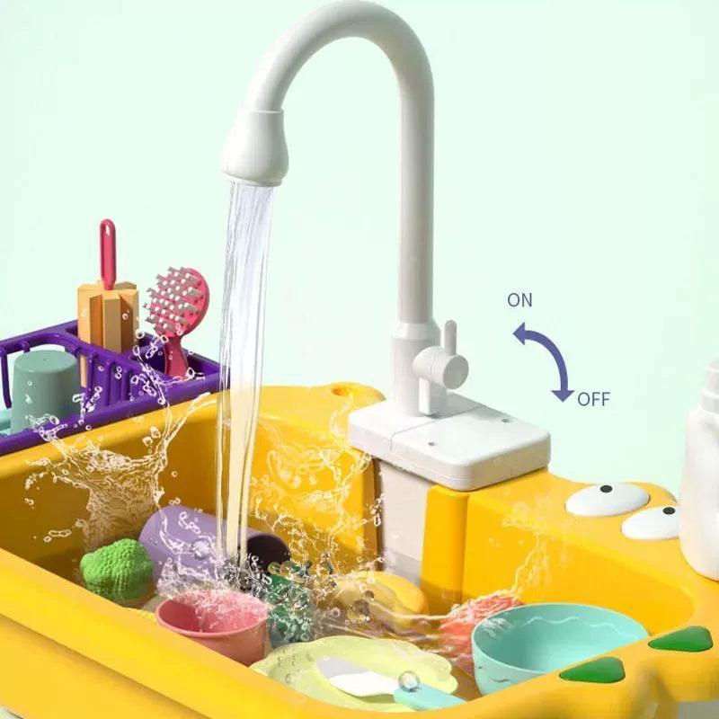 Pretend Play Electric Dishwasher Set – Sink & Tableware Toy - ClubOn