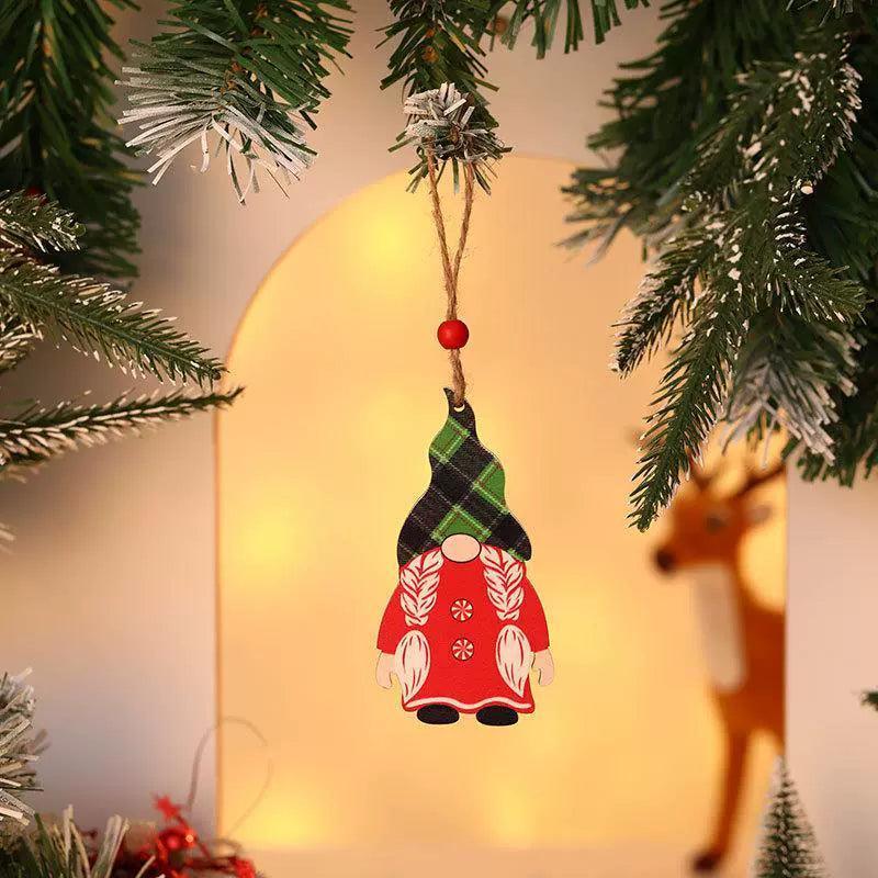 Wooden Faceless Elderly Pendant | Unique Christmas Tree Decoration - ClubOn