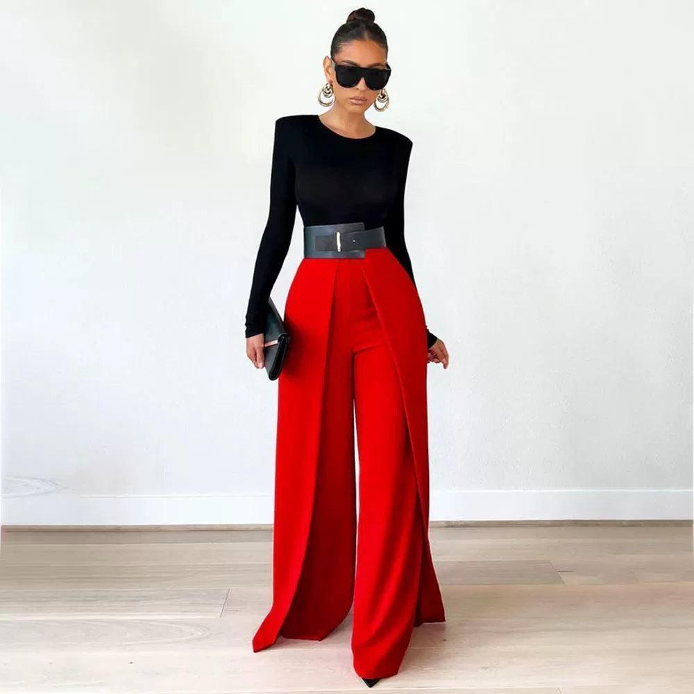 Women’s Slim Casual Pants - Loose Wide-Leg Straight-Leg Fashion Trousers - ClubOn