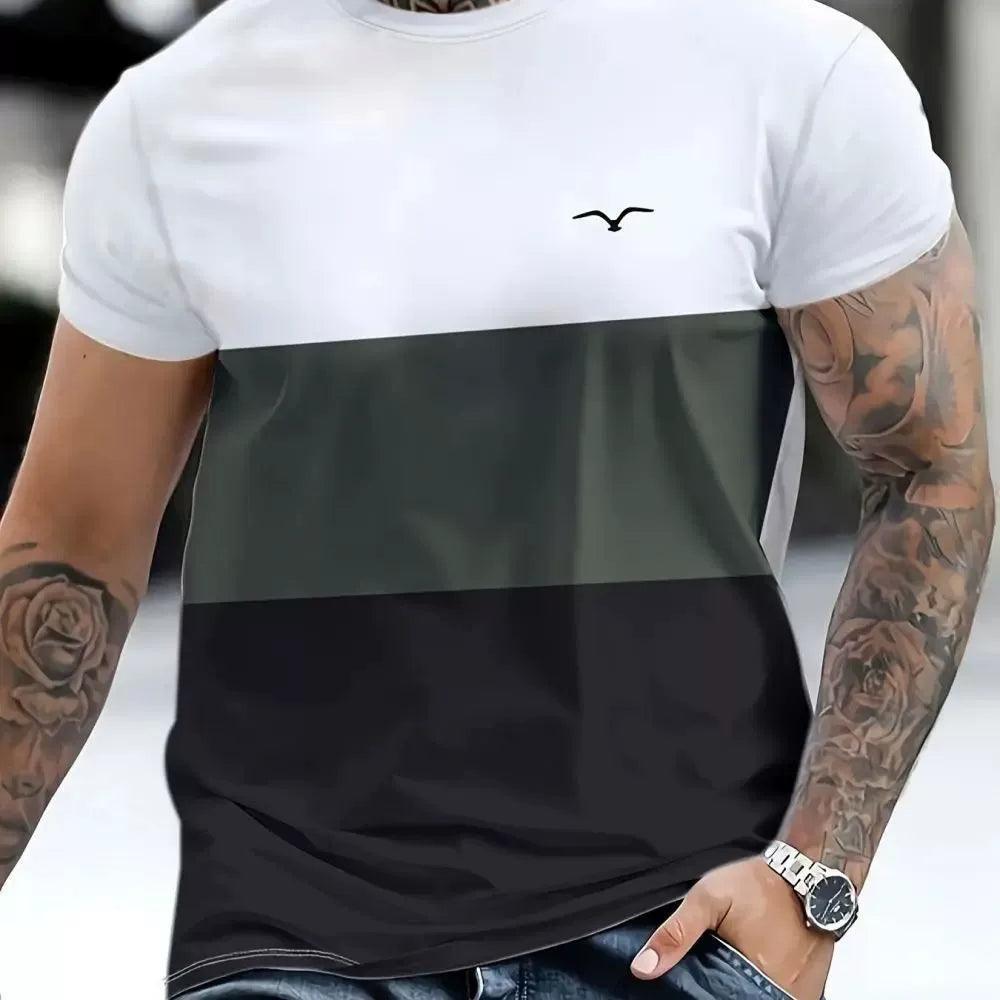 Men’s Casual Striped T-Shirt – Short Sleeve Oversized Fit, Trendy Summer Tee - ClubOn