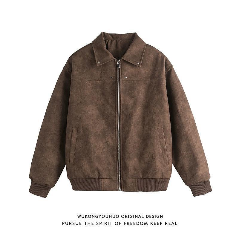 Wukong Maillard Brown Leather Jacket – Men's Retro High Street Trendy Jacket - ClubOn