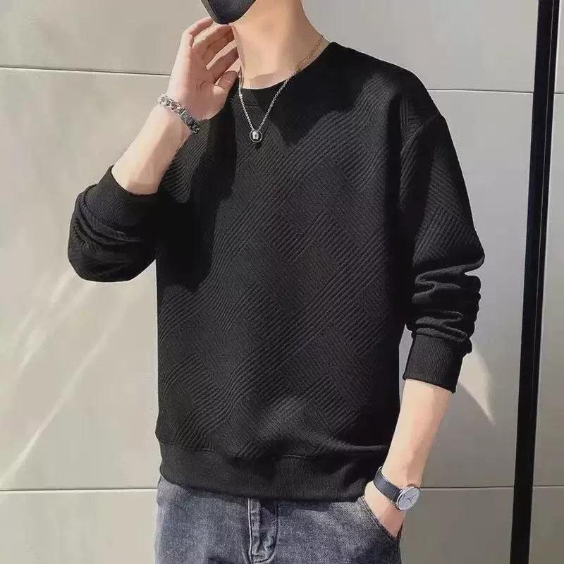 Men's Sweatshirt Solid O Neck Long Sleeve T-Shirt – Autumn Casual Top - ClubOn