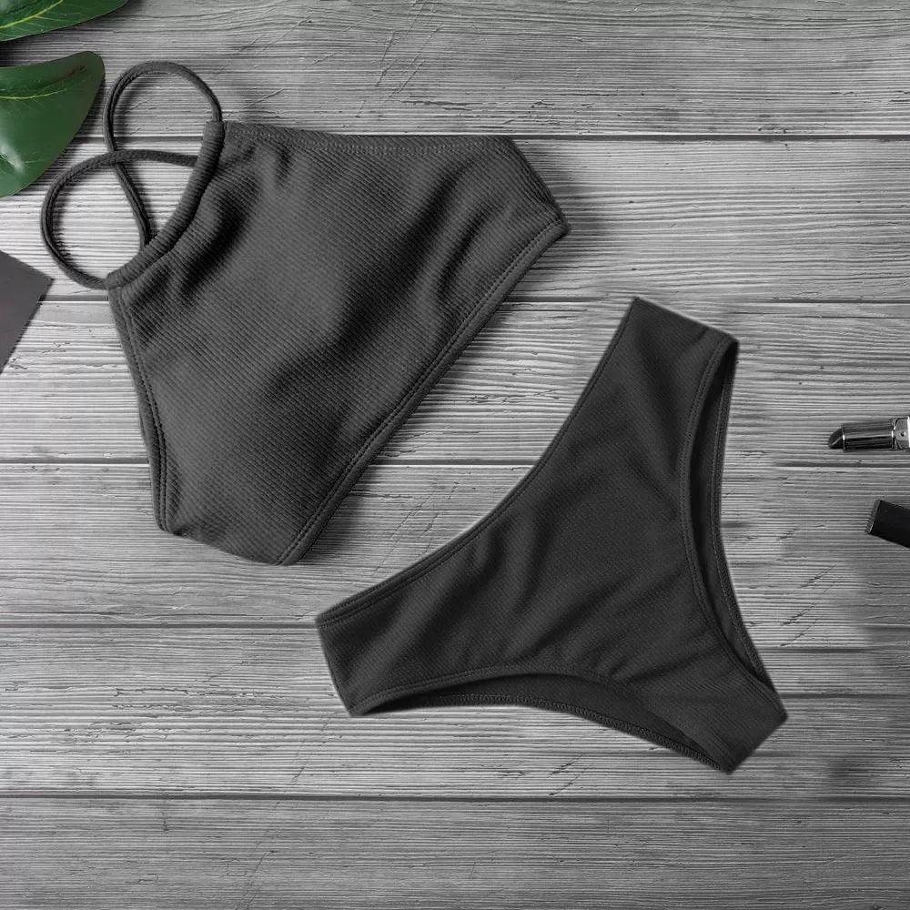 Sexy Women's Push-Up Bikini Swimsuit - Solid Color - ClubOn