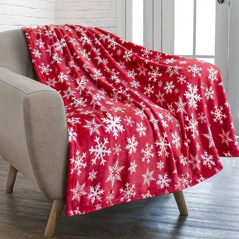 Christmas Throw Blanket 2024 – Flannel Snowflake & Gingerbread Design - ClubOn