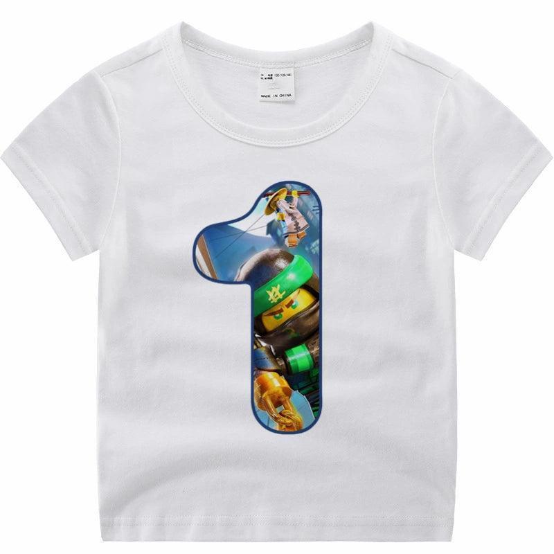 Ninjago Birthday Number T-Shirt – Cartoon Ninja Birthday T-Shirt for One-Year-Old Children - ClubOn