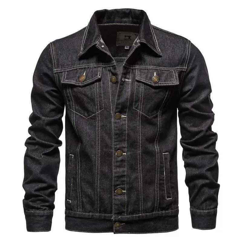 Men’s Loose Fit Denim Jacket with Large Lapel - ClubOn