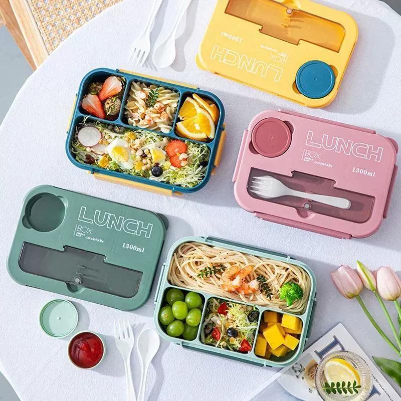 1300ML 4-Grid Lunch Box with Tabieware - Microwavable & Dishwasher Safe - ClubOn