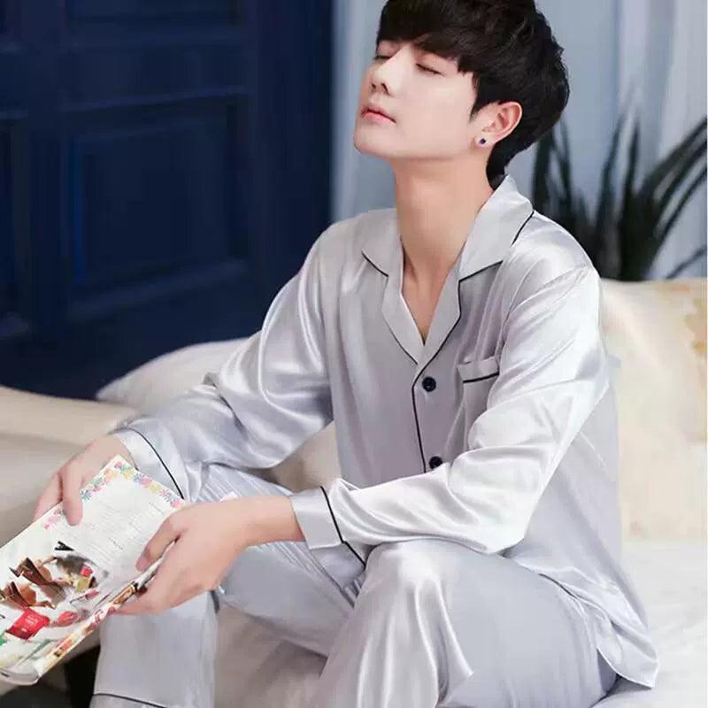 Men’s Stain Silk Pajama Set – Luxurious Silk Sleepwear - ClubOn