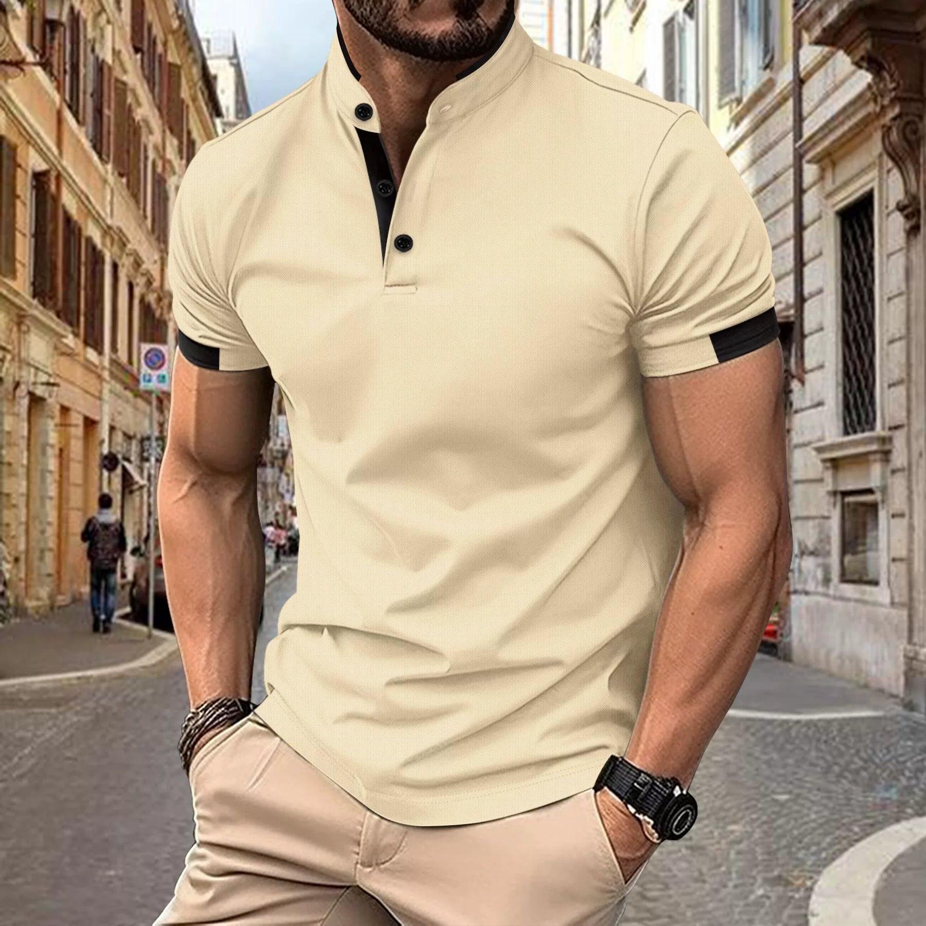 Men’s Henley Collar Sports POLO Shirt – Cross-Border Fast Sale - ClubOn