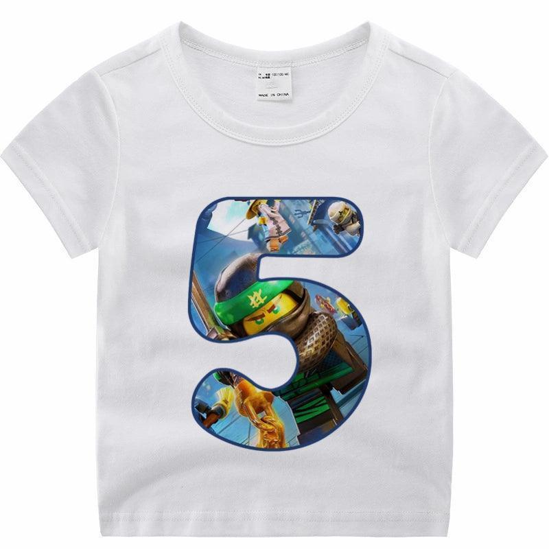 Ninjago Birthday Number T-Shirt – Cartoon Ninja Birthday T-Shirt for One-Year-Old Children - ClubOn