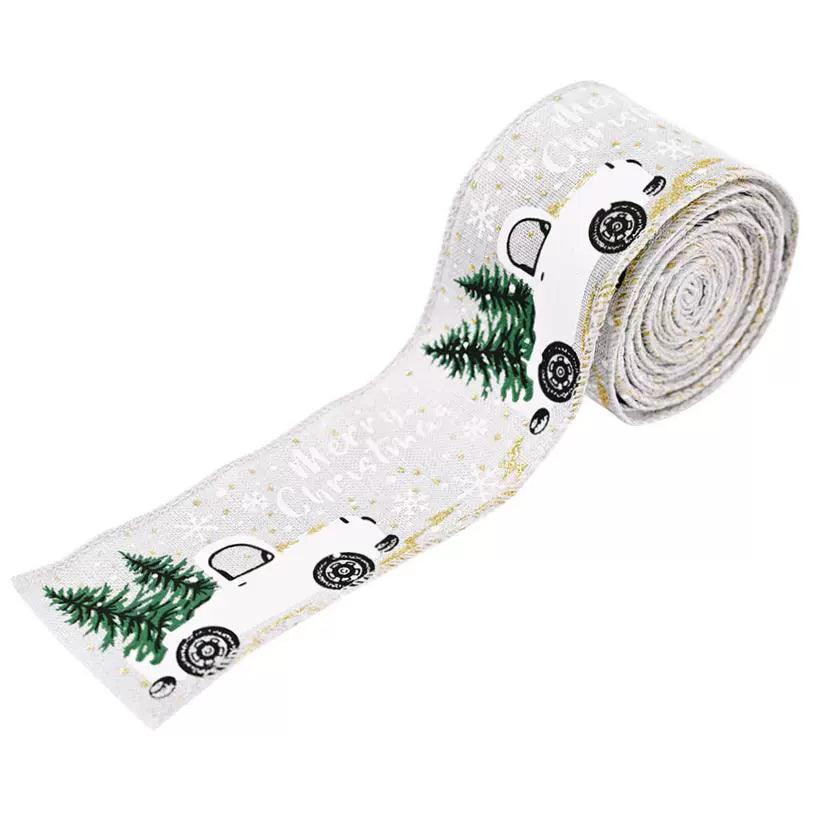 Christmas Print Ribbon for Holiday Tree Decorations - ClubOn