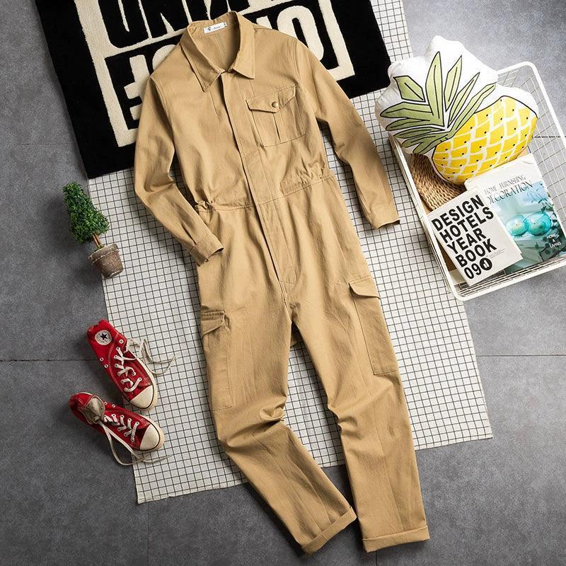 Men’s Retro Overalls Jumpsuit – Trendy Loose Fit Long-Sleeve One-Piece Clothing - ClubOn