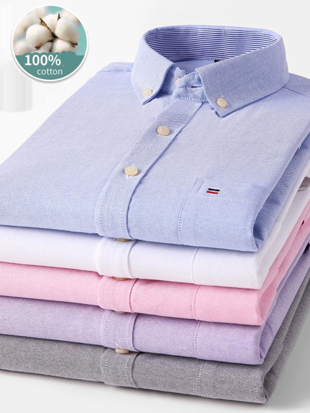 Men's 100% Cotton Long & Short Sleeve Shirt - Oxford Spinning for Autumn & Winter - ClubOn