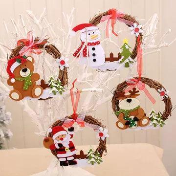 Christmas Wooden Rattan Wreath | Festive Garland for Holiday Decor - ClubOn