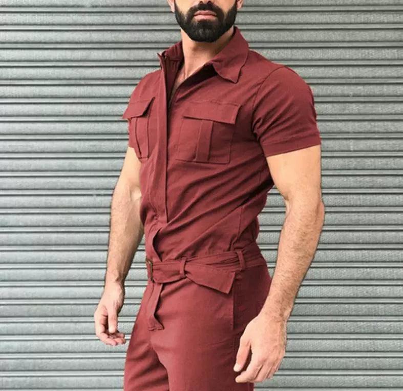 Men’s Belted Jumpsuits & Overalls – Cross-Border Uniform Style - ClubOn