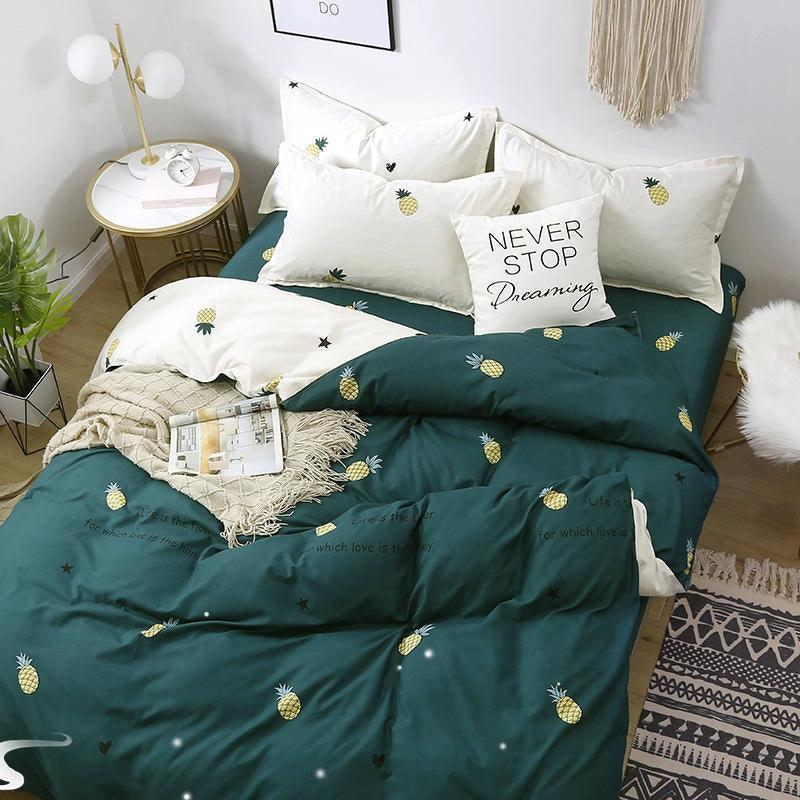 4-Piece Cotton Bedding Set – Duvet Cover, Flat Sheet & Bed Linen - ClubOn