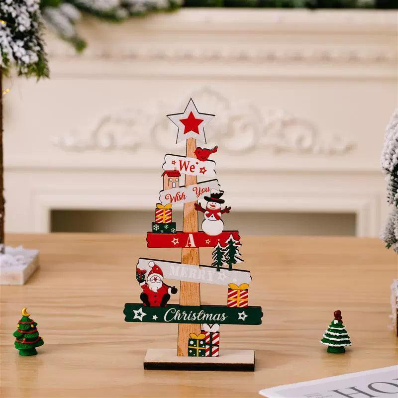 DIY Desktop Christmas Tree Santa Claus – Wooden Holiday Décor - ClubOn