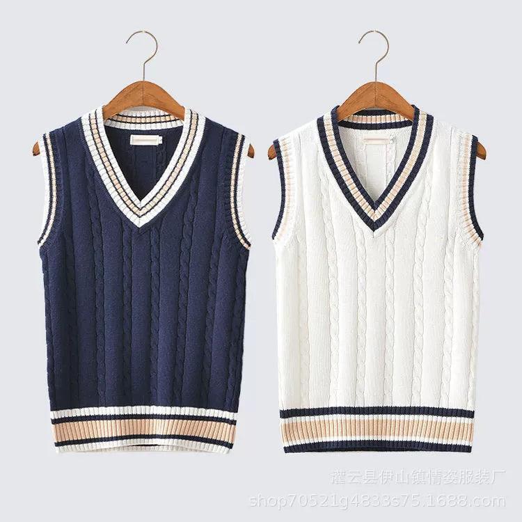 Thick V-neck Pullover Wool Vest for Men | Large Size Sleeveless Knitwear - ClubOn
