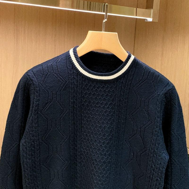 Retro Men's Worsted Twisted Sweater - Thick Warm Winter Knit - ClubOn
