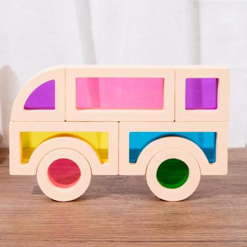 Kid Montessori Wooden Toy Rainbow Stacking Acrylic Blocks – Educational Fun - ClubOn