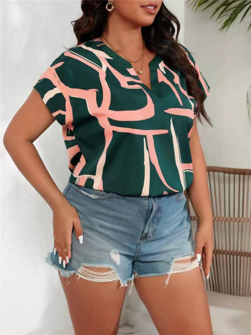 Plus Size Summer Women’s Blouse, Stylish Elegant Big Size Tops - ClubOn