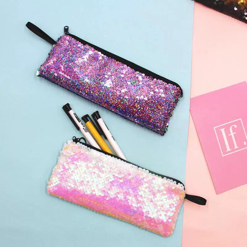 Sequin Pencil Case - Flash Sequin Pen Bag for School Supplies - ClubOn