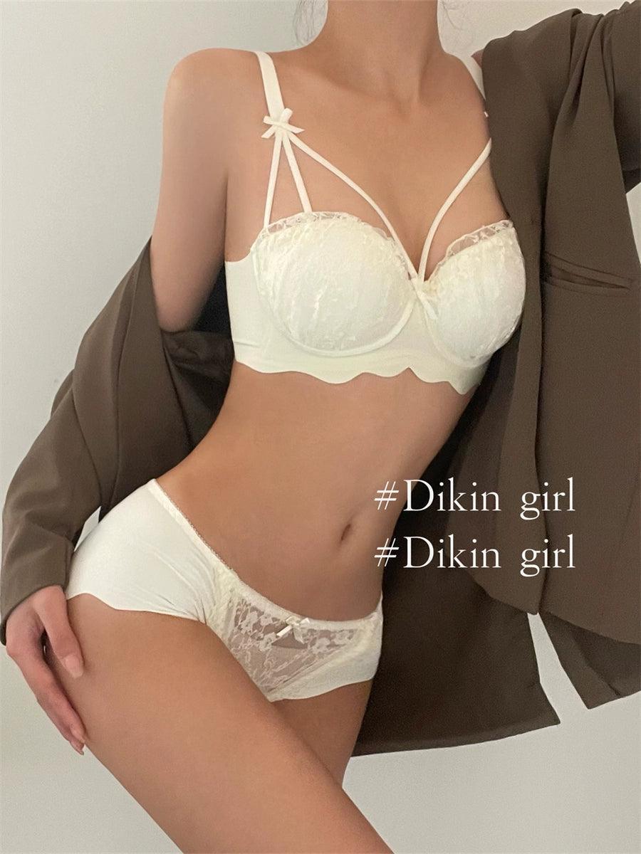White Lace Seamless Bra Set for Small Chests - ClubOn