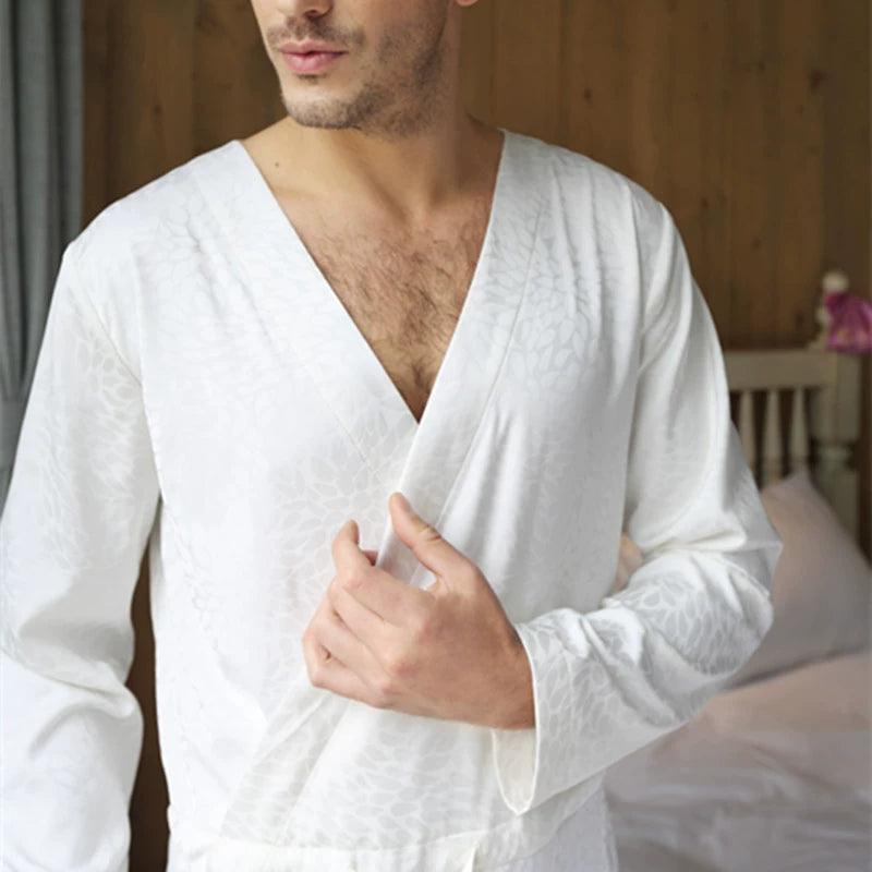 Men's Jacquard White Onesie Sleepwear - One-Piece Loungewear - ClubOn