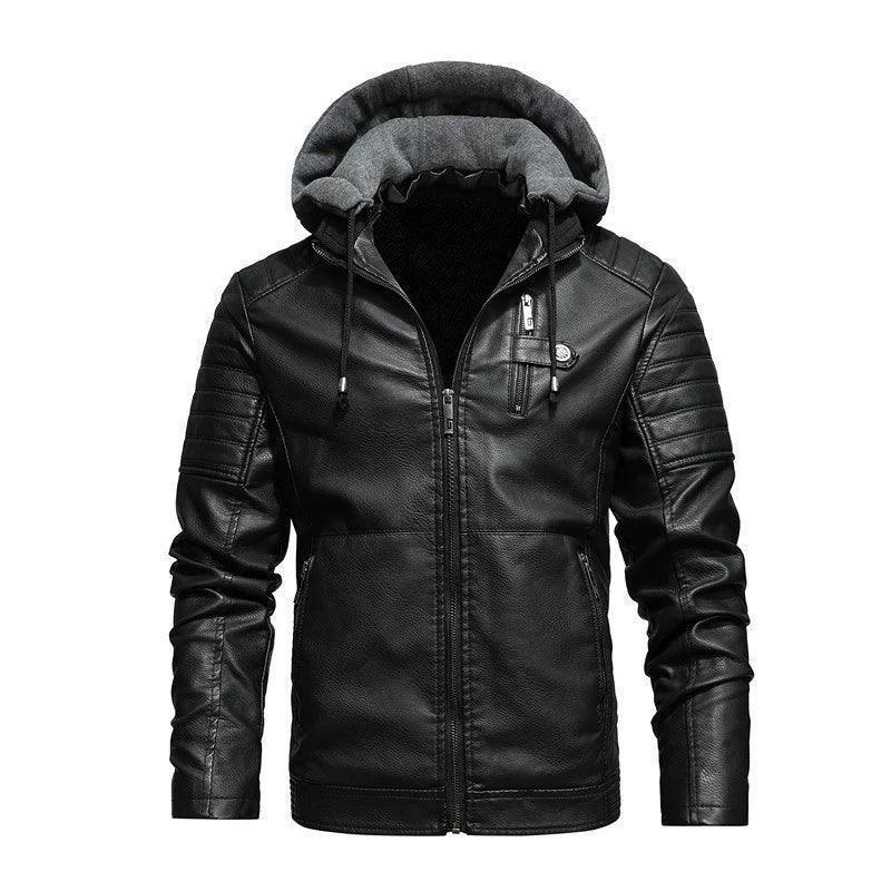 Men’s Slim Fit Leather Jacket – Winter Biker Coat - ClubOn