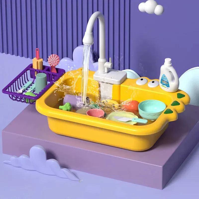 Pretend Play Electric Dishwasher Set – Sink & Tableware Toy - ClubOn