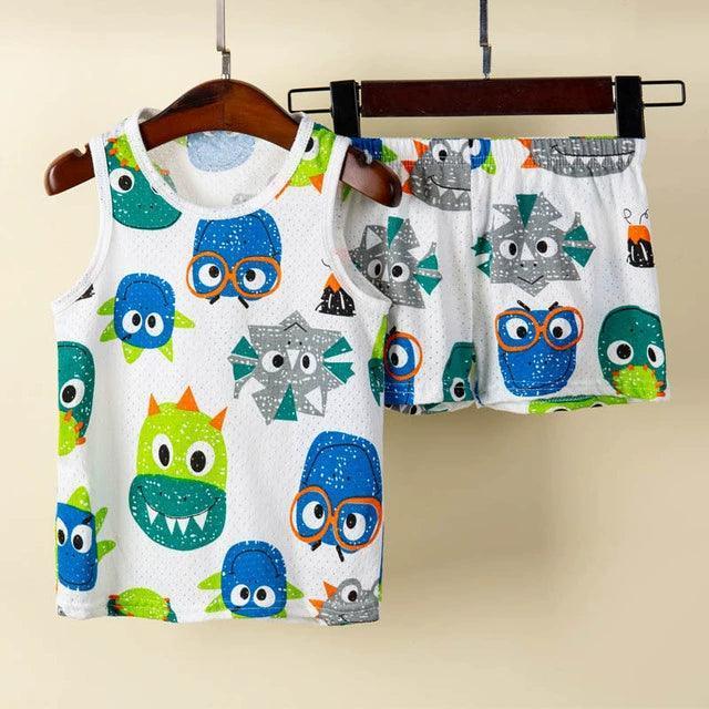 Boy & Girl Summer Sleeveless Cotton Vest Pajamas Set - ClubOn
