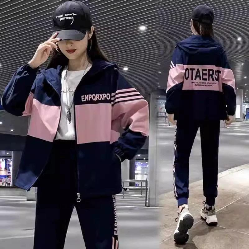 Korean Style Loose Fit Women’s Two-Piece Sports Suit - ClubOn