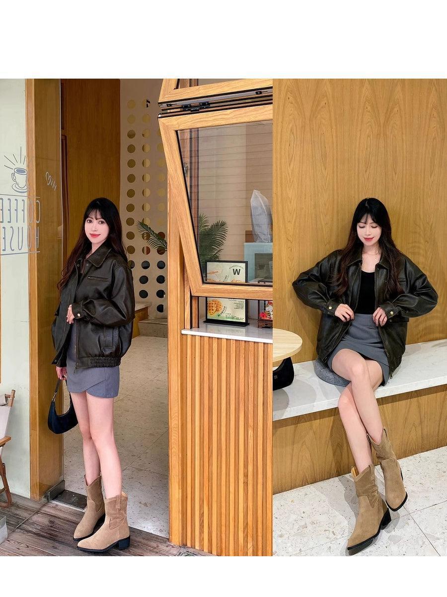 Retro Brown Cowhide Cowboy Boots for Women – 2024 Collection - ClubOn