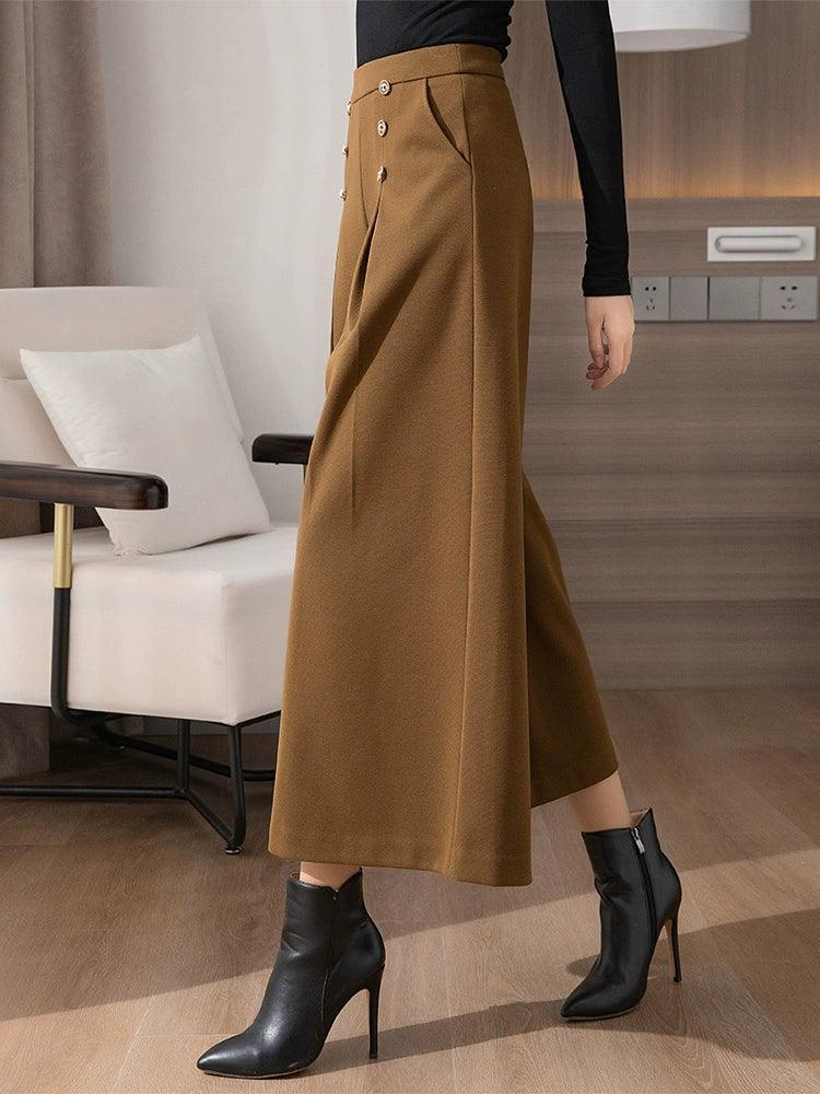 High-Waist Narrow Wide-Leg Cropped Pants for Women - ClubOn