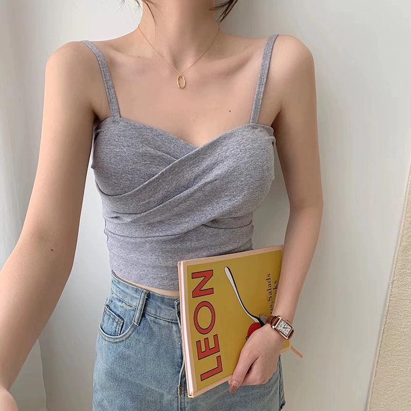 Pure Cotton White Suspender Tube Top with Chest Pads - ClubOn