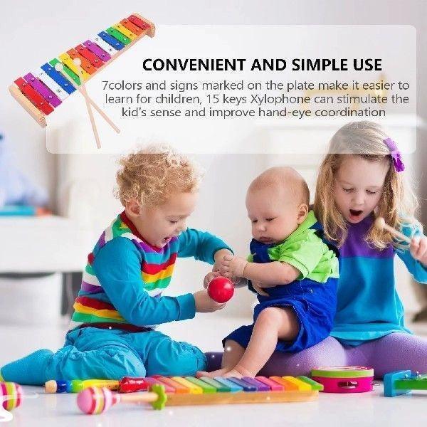 15-Piece Toddler Percussion Instruments Set – Musical Toy for Kids - ClubOn