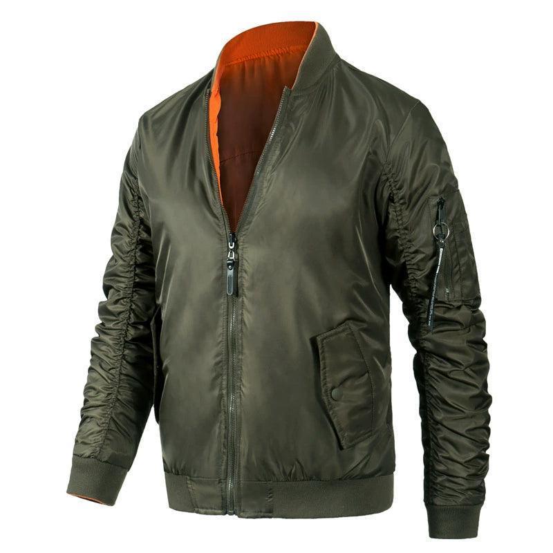 Men’s Flight Suit Cotton Jacket – Double-Sided Wear Stand Collar Coat - ClubOn