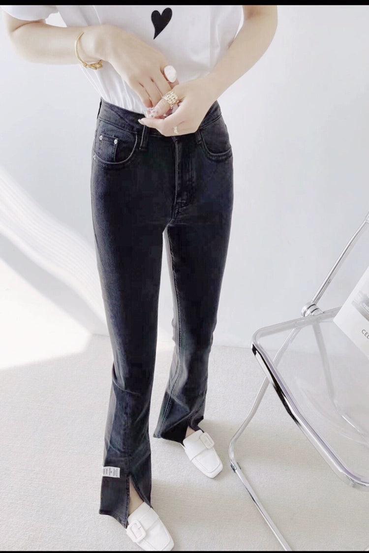 Salt by Jeans Black Gray Flared Slim Stretch Jeans - ClubOn